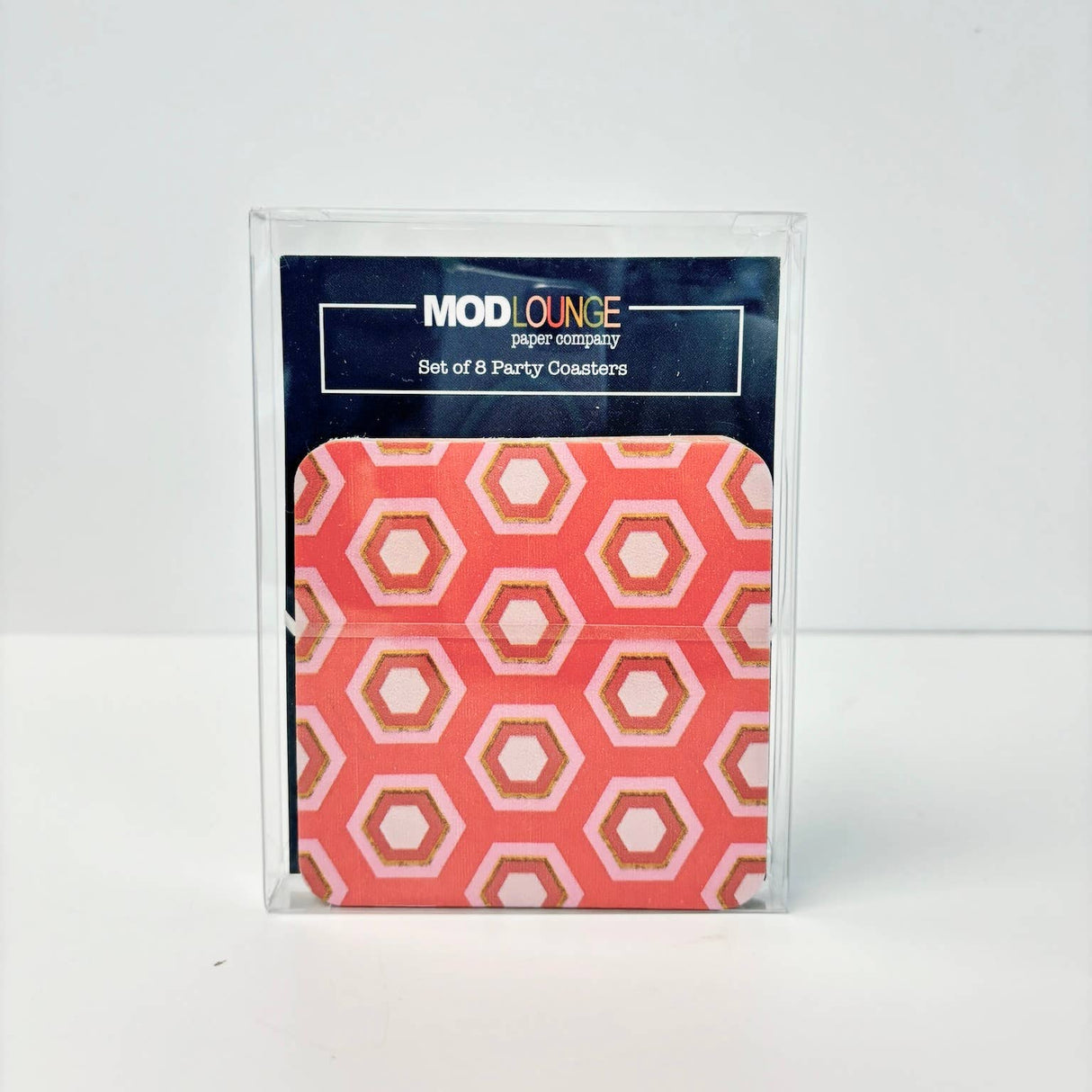 Pink Hexagon Mid-Century Modern Coasters