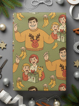 Festive Wrapping Paper with Family Christmas Design