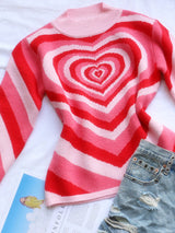 Echo Heart Mock Neck Long Sleeve Sweater