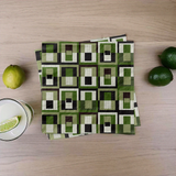 Green Square in Rectangle Geometric MCM Cocktail Beverage Napkin