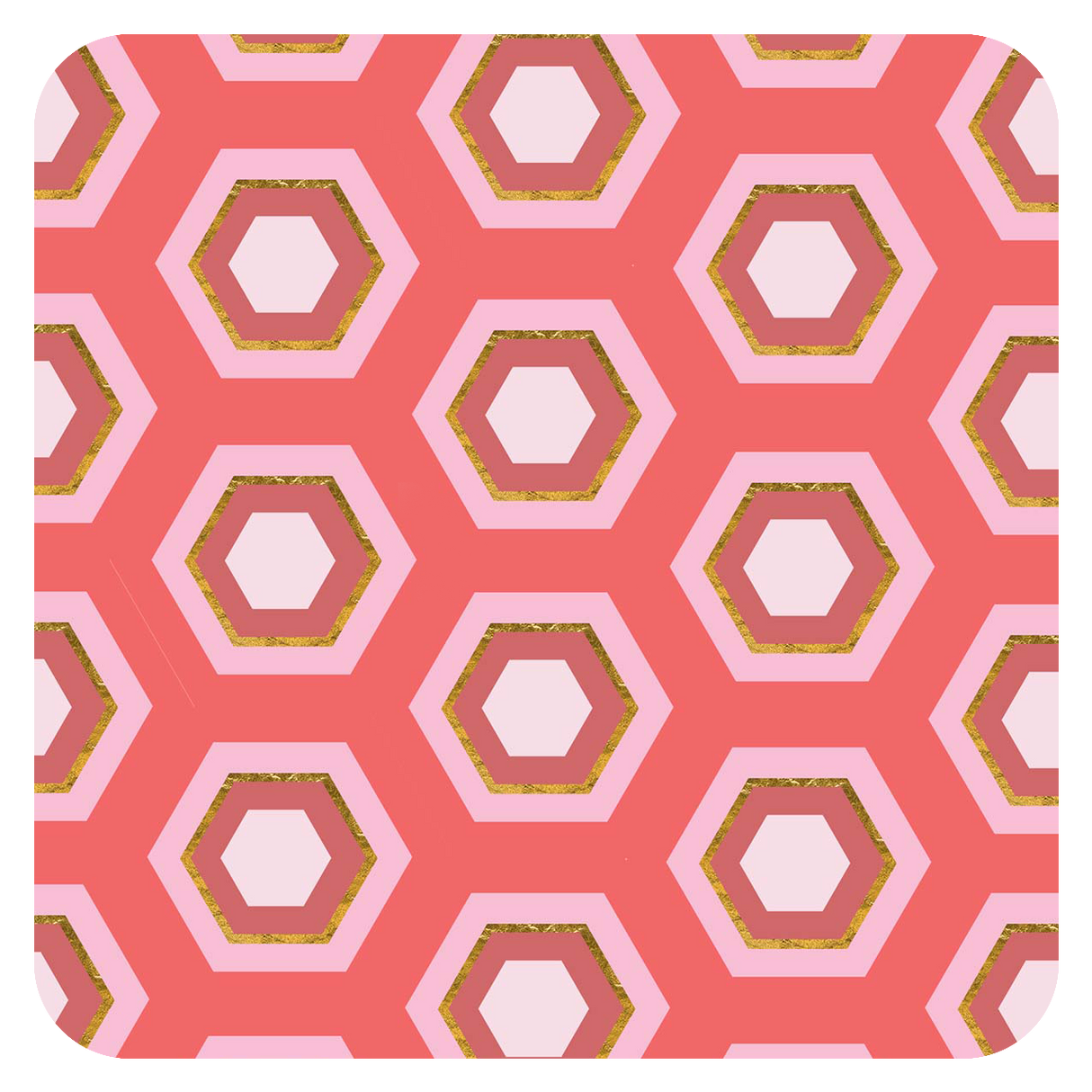 Pink Hexagon Mid-Century Modern Coasters