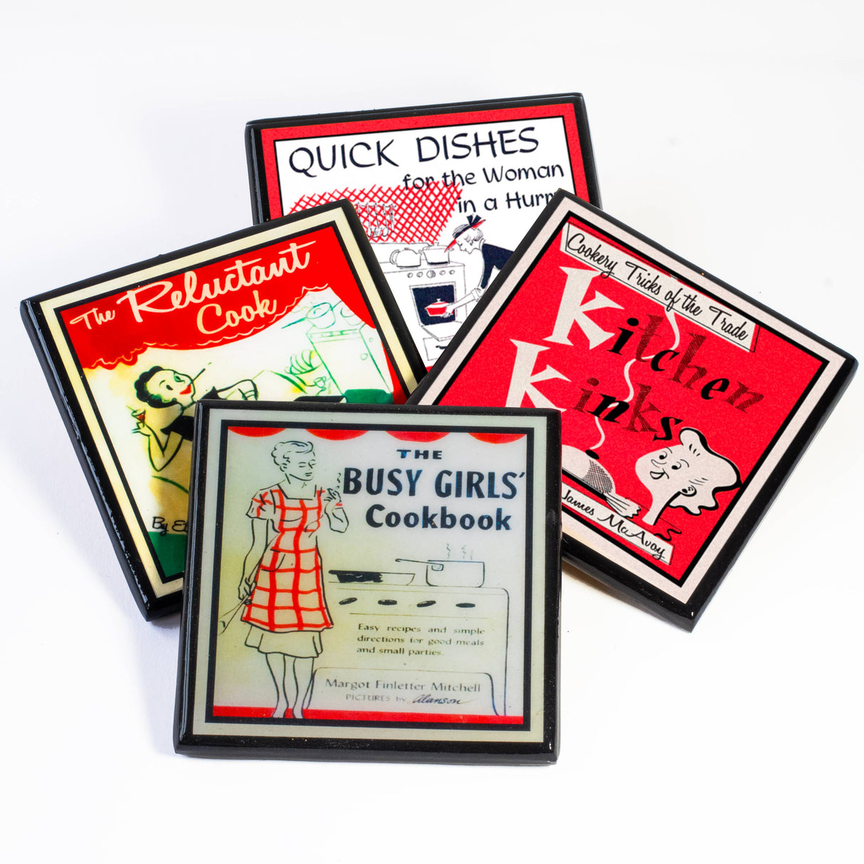 Funny Vintage Cookbook Cover Kitchen Coasters