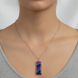 Necklace with a colorful pendant on a woman