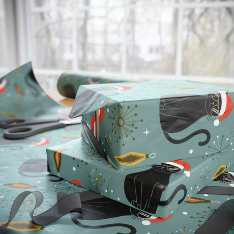 Playful Holiday Cat Patterned Wrapping Paper