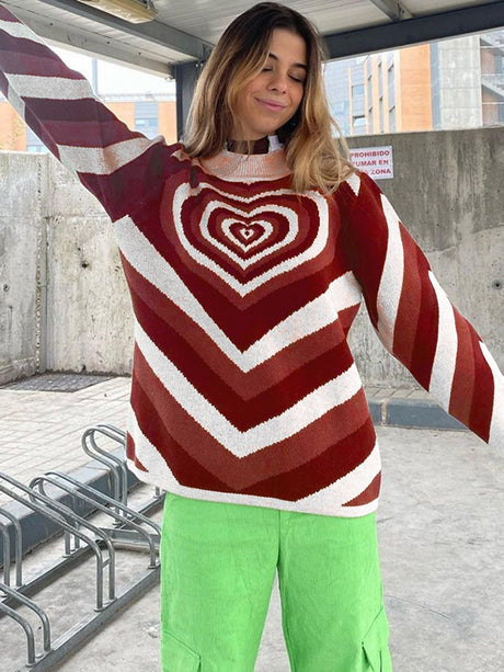 Echo Heart Mock Neck Long Sleeve Sweater