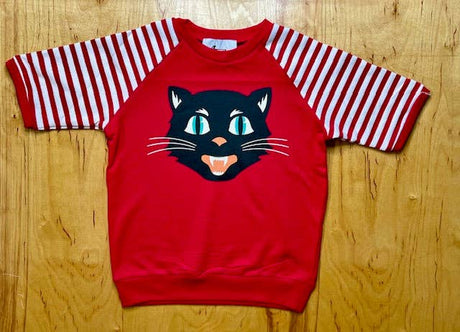 Bettie Cat Red Striped Pullover Copped Sweater