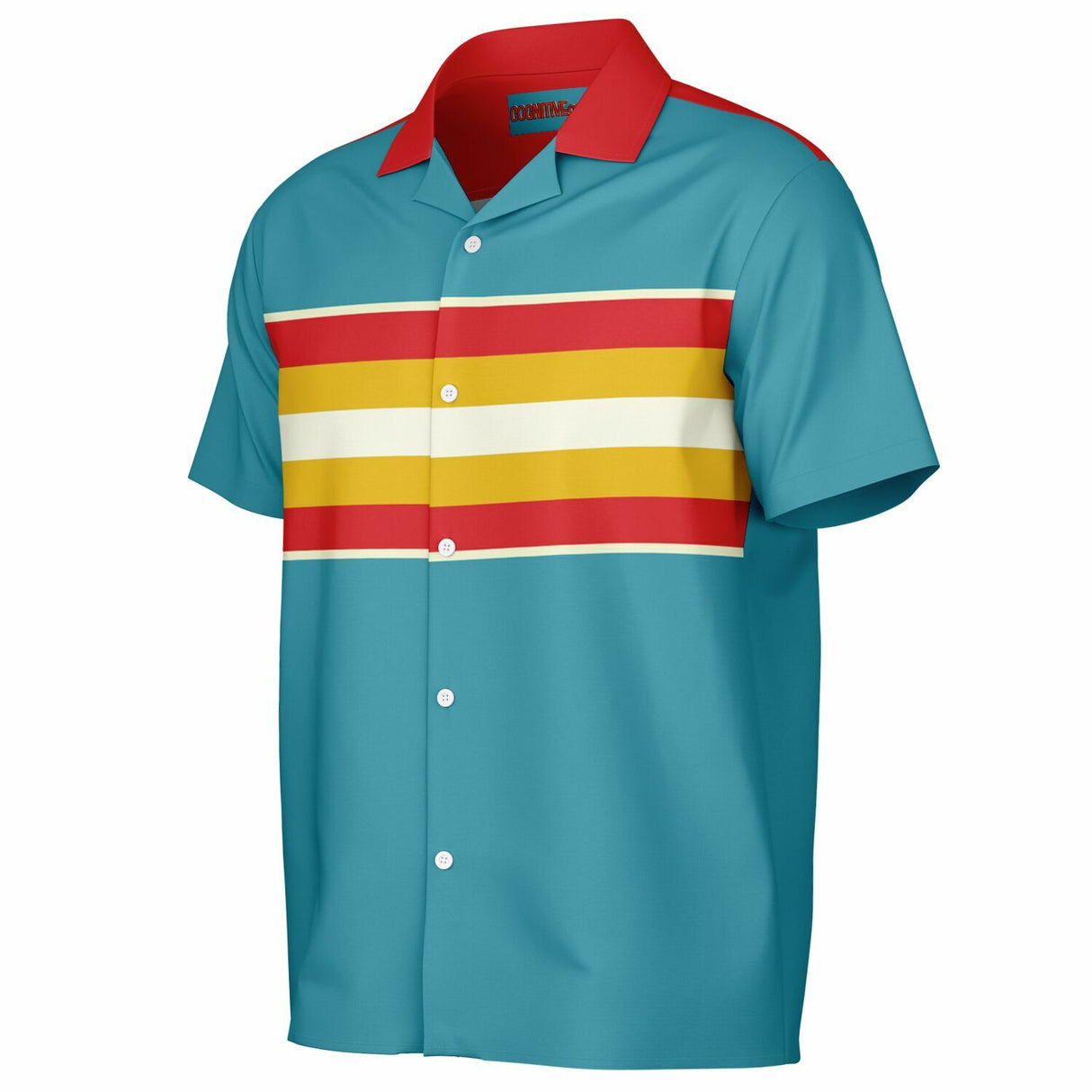 Retro Rocket Spread Collar Short Sleeve  - Retro Button Up Shirt