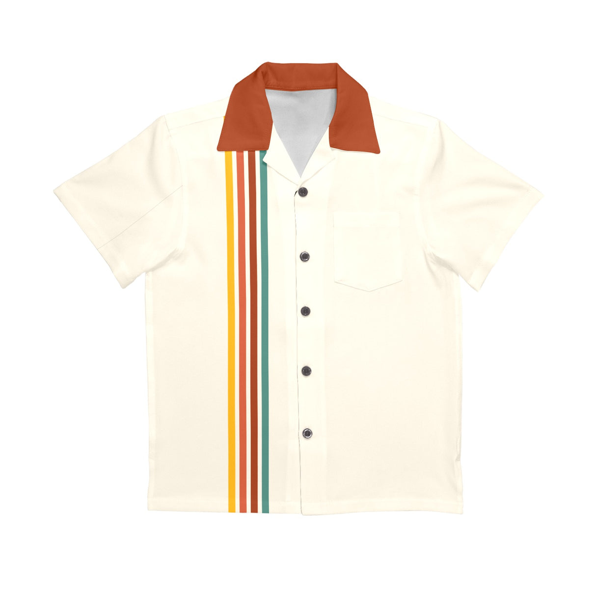 Youth Red Retro Striped Bowling Style - Retro Button Up Shirt