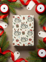 Christmas Cat Patterned Gift Wrapping Paper