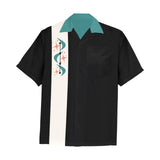 Atomic Starburst in Black Bowling Style - Retro Button Up Shirt