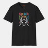 Black t-shirt with 'Cake Fight' graphic design on a white background