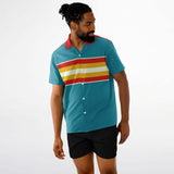 Retro Rocket Spread Collar Short Sleeve  - Retro Button Up Shirt