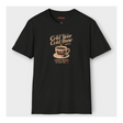Black t-shirt with 'Cold War Cold Brew Coffee' graphic on a white background