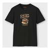Black t-shirt with 'Cold War Cold Brew Coffee' graphic on a white background