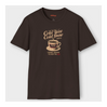 Brown t-shirt with 'Cold War Cold Brew Coffee' graphic on a white background