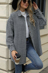 60s Mod Houndstooth Button Up Dropped Shoulder Coat