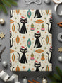 Retro Inspired Cat and Ornament Gift Wrap Paper