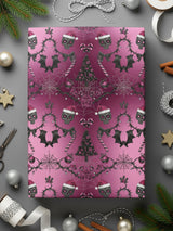 Spooky Pink Christmas Wrapping Paper Design