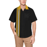 Black and Gold Striped Bowling Style - Retro Button Up Shirt