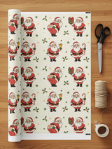 Cute Santa and Holly Printed Christmas Wrapping Paper