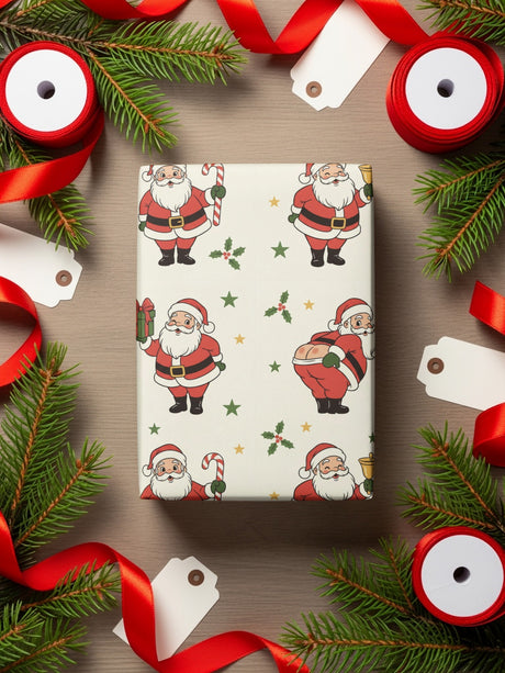 Festive Santa Claus Wrapping Paper Christmas Gift Wrap