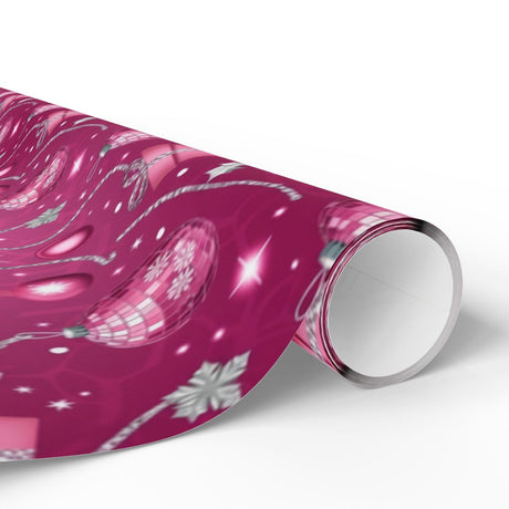 Festive Pink and Silver Holiday Wrapping Paper
