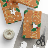Festive Gingerbread and Holly Gift Wrapping Paper