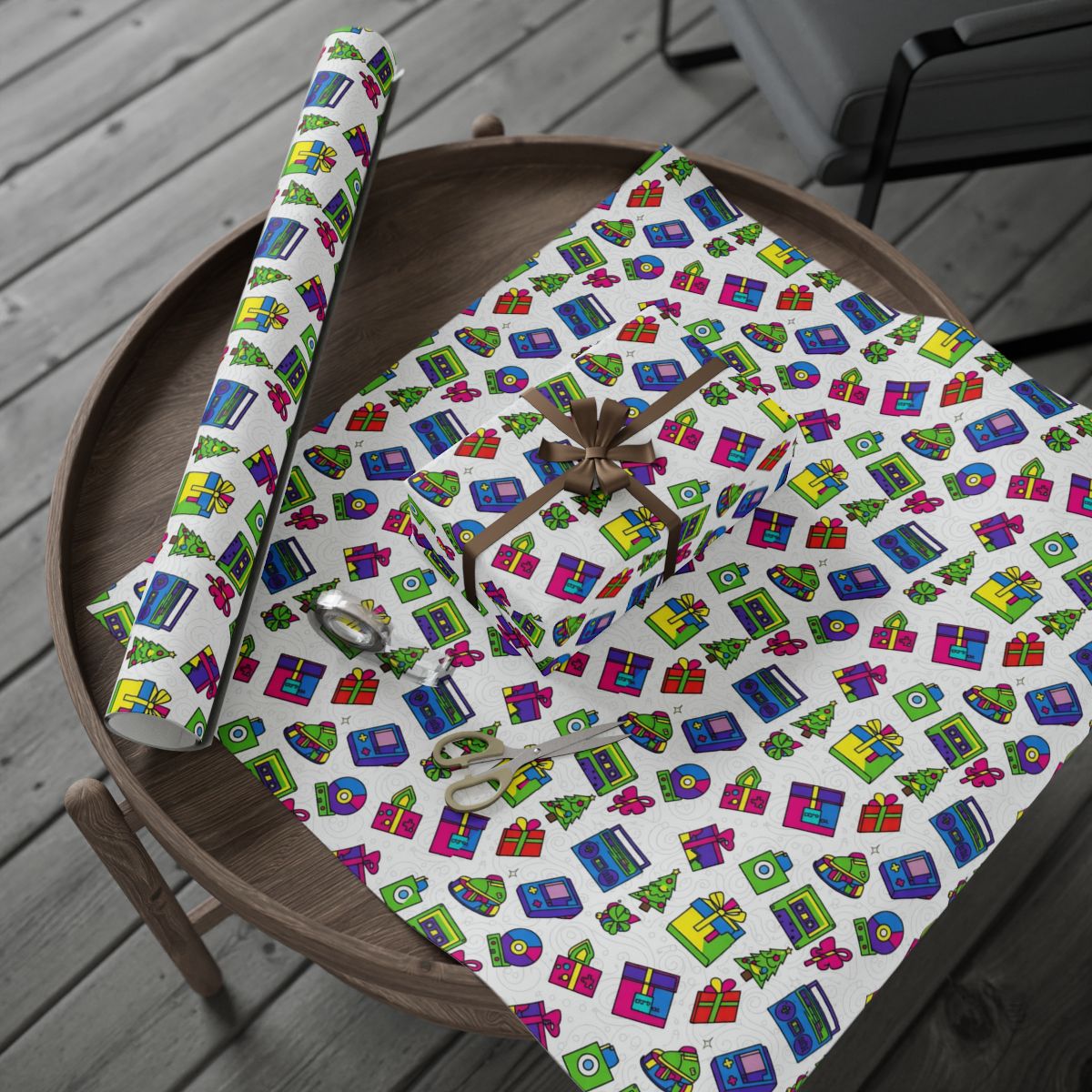 Colorful House and Gifts Printed Wrapping Paper