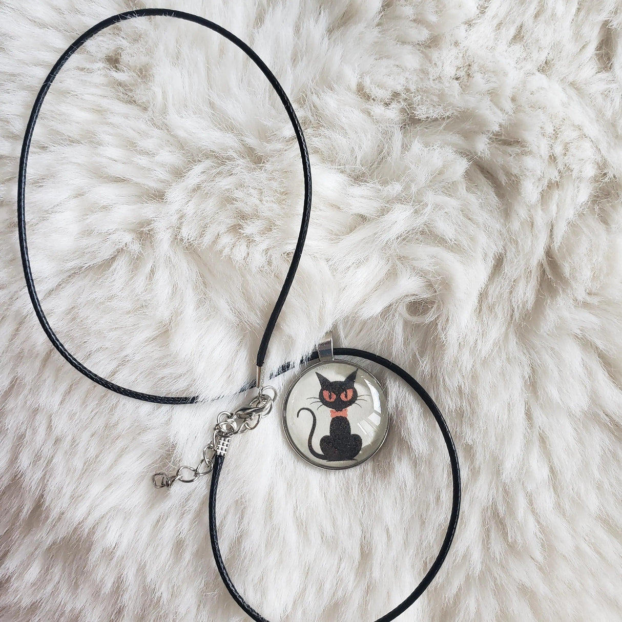 Retro Black Cat Halloween Necklace