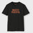 mostly peaceful rust design on black shirt white background
