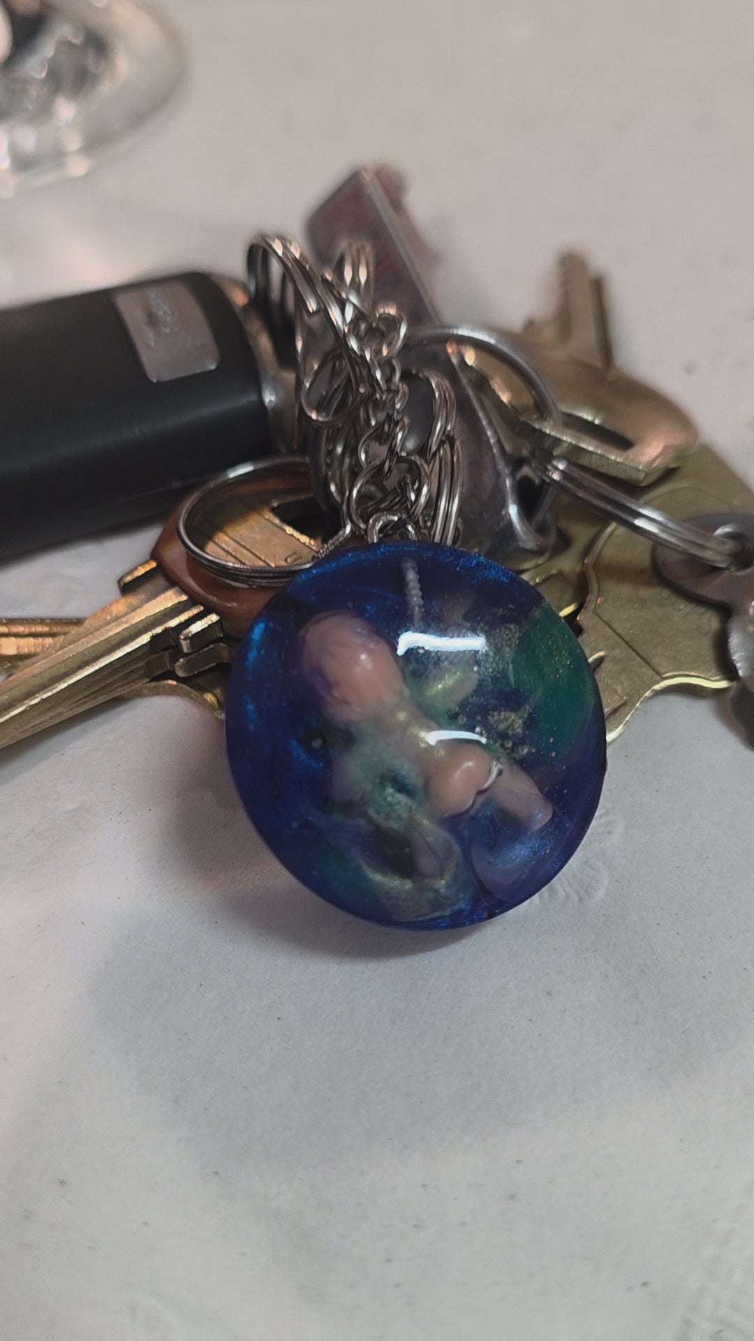 Cute or Creepy Baby Keychain — Blue Bum No. 02
