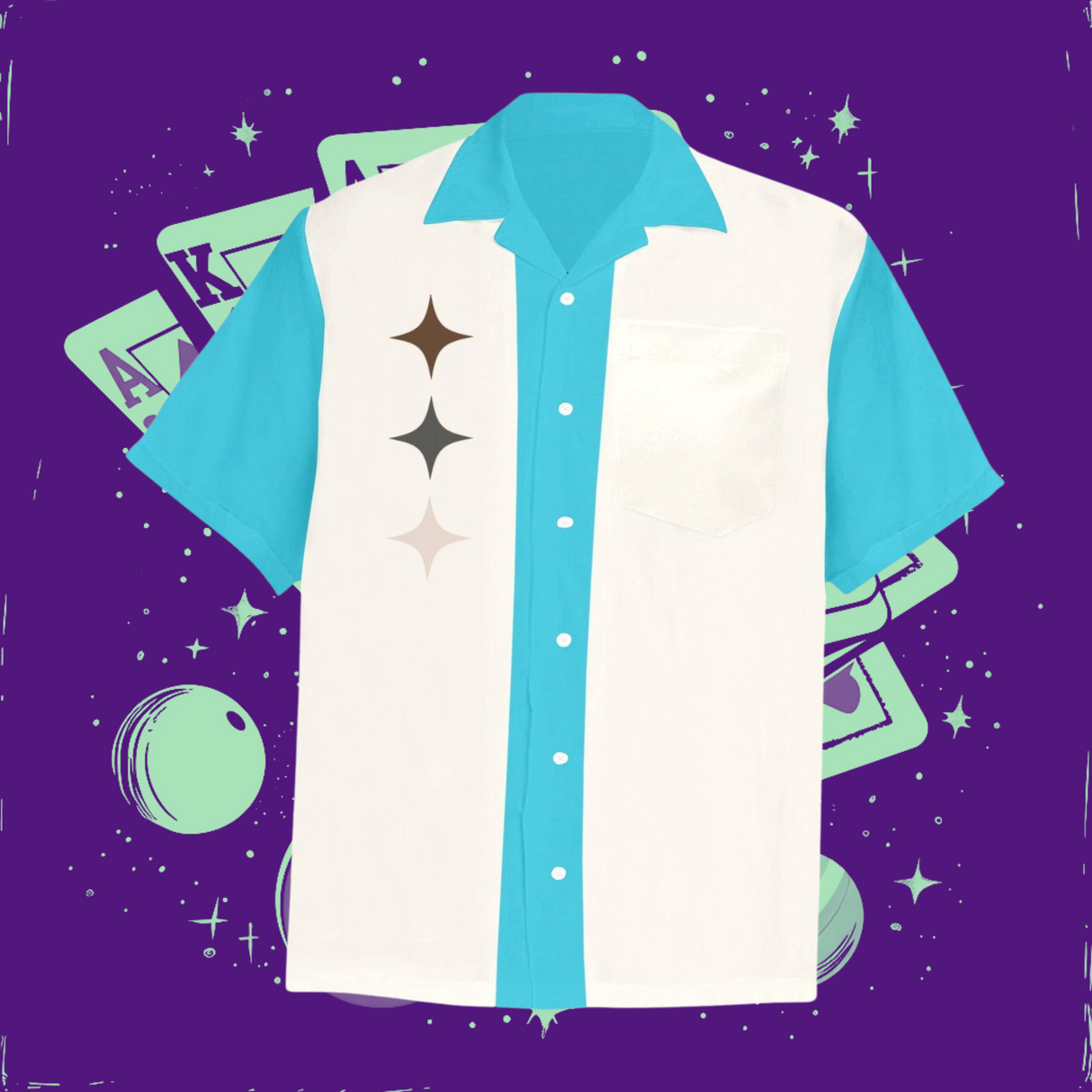 Stars! Blue Atomic - Retro Button Up Shirt