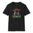 Black t-shirt with a graphic of two children playing and text 'my first scissor fight' on a white background.