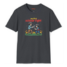 Gray t-shirt with a graphic design and text 'my first scissor fight' on a white background