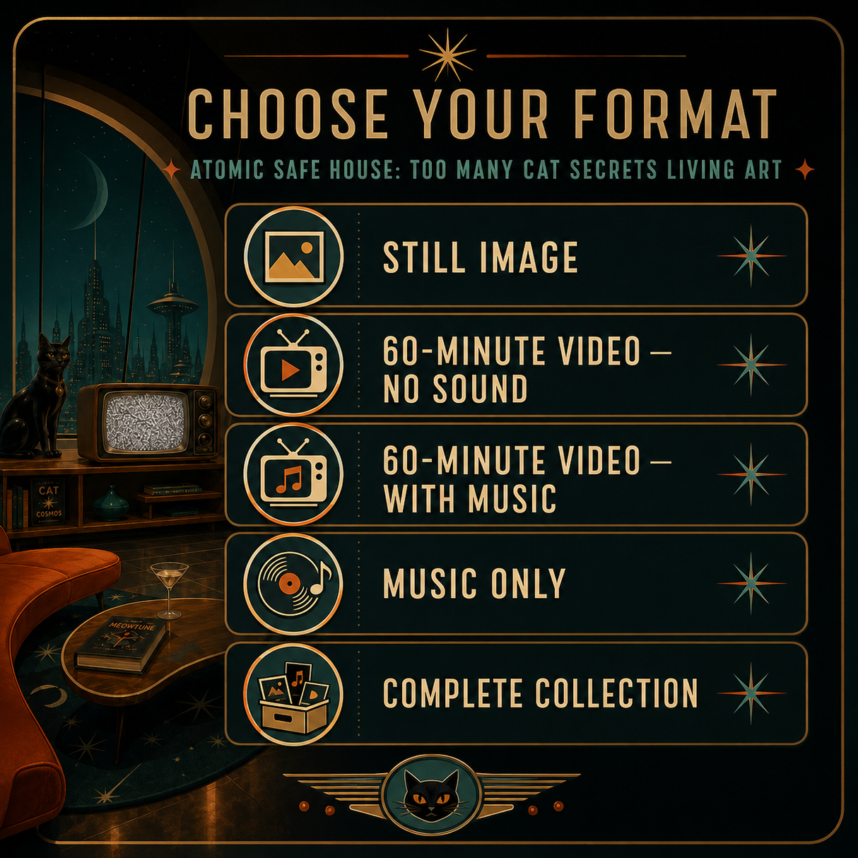Atomic Safe House: Too Many Cat Secrets Living Art